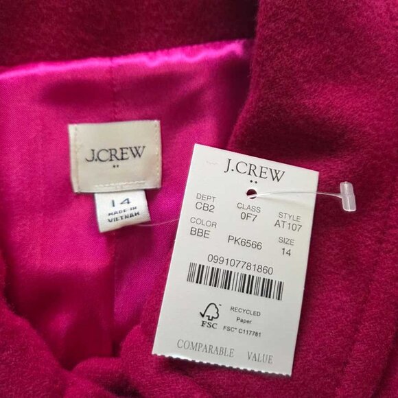 New 14 J Crew Factory wool-blend lady day coat in Brilliant Berry - Picture 6 of 11